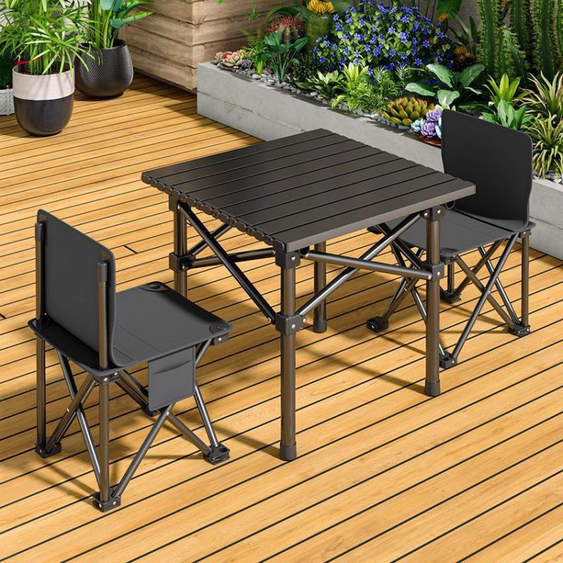 Outdoor Portable Folding Table & Chair Set with Storage Bag - Lightweight Alloy Camping Furniture