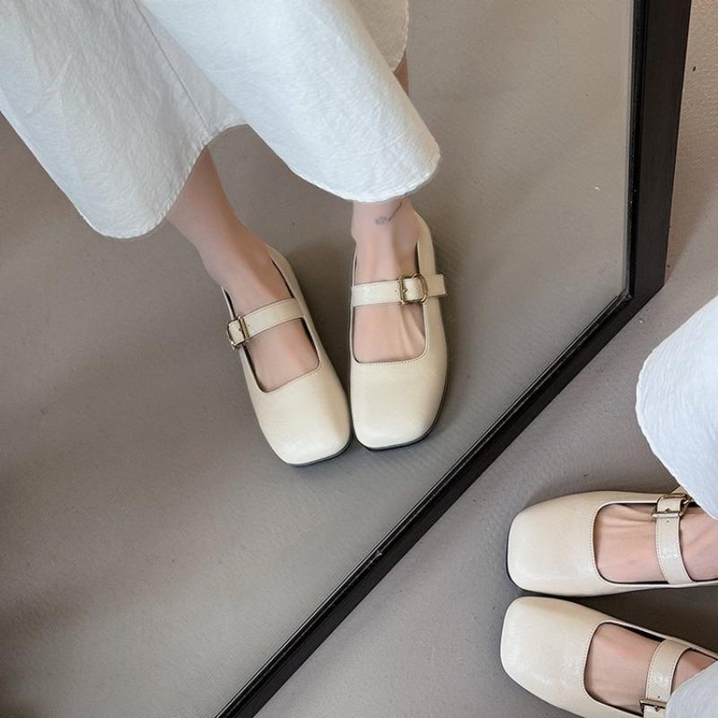 Fashion Hot Selling Square Toe Korean Shoes All-Match Low Heels Soft Female Footwear  Mouth Oxfords Women's 2025 New Summer Retro Dress