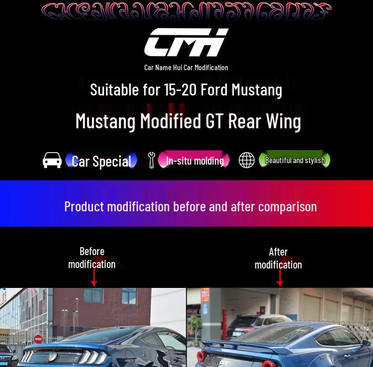 15-23 Ford Mustang GT Trunk Spoiler: ABS Tail Wing