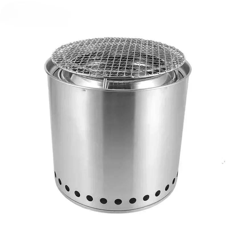 

304 Stainless Steel Firewood Stove Outdoor Windproof and Warm Camping Stove Portable Picnic Barbecue Stove Camping Accessories серебряный
