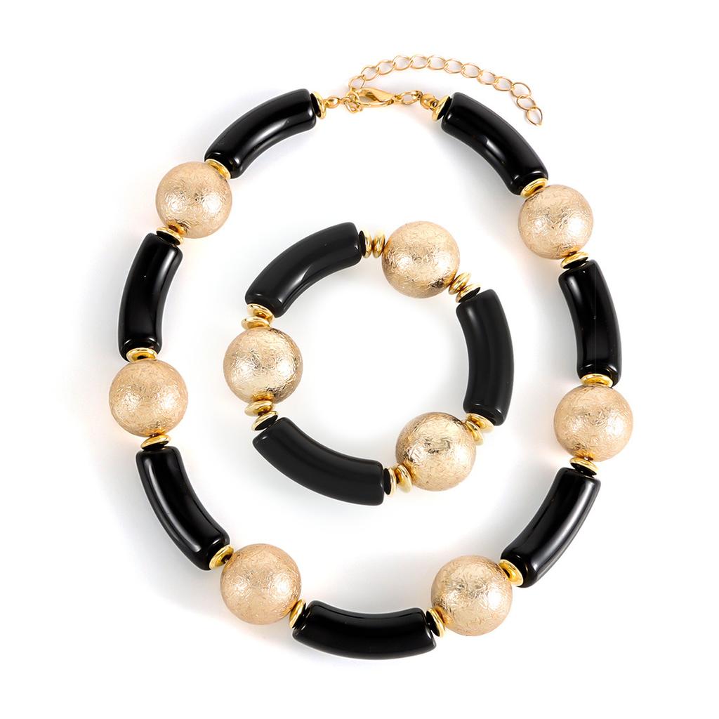 Acrylic Bamboo Ring Jewelry Personalized Exaggerated Large Bead Bracelet Necklace Set