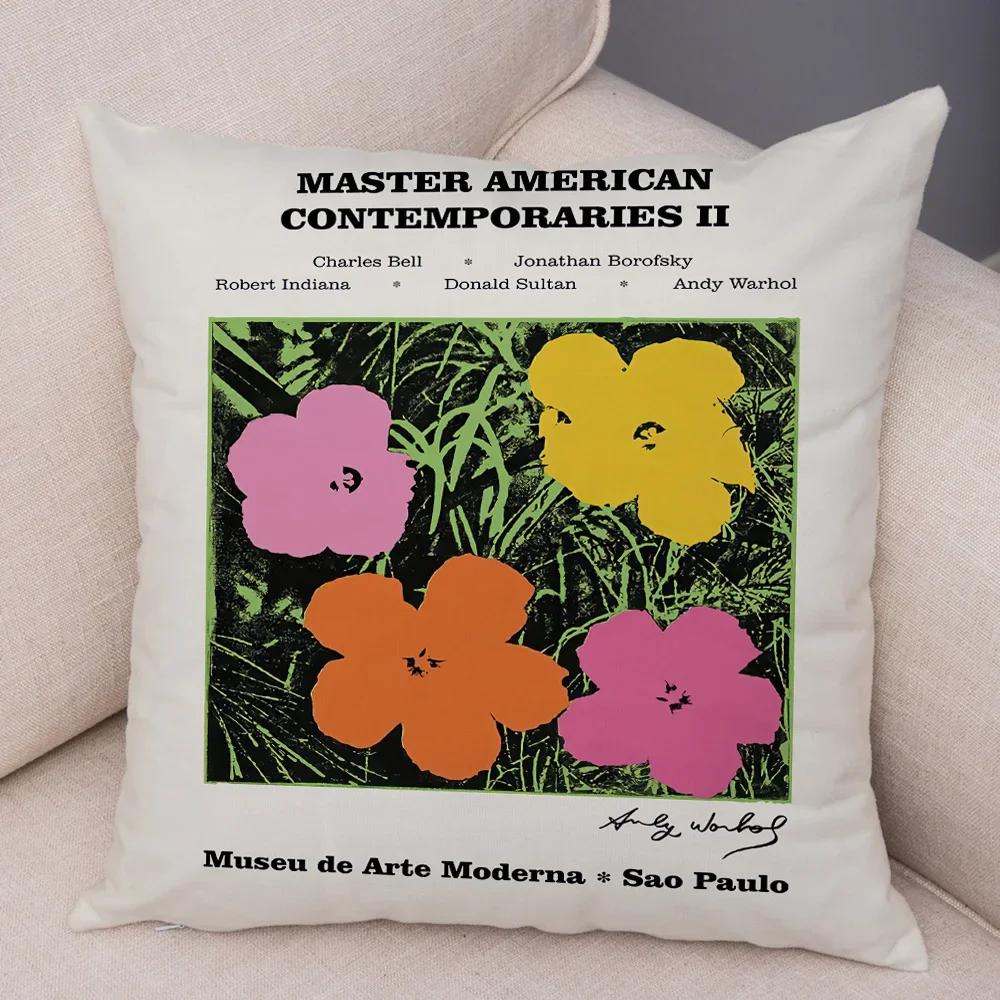 Andy Warhol Sunset Cat Cattle Banana Pillowcase Decor Nordic Pillow Case For Sofa Home Plush Throw Vintage Cushion Cover