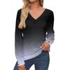 Women's Tops Floral Print Long Sleeve Shirt V Neck Casual Loose Tee Autumn Clothing