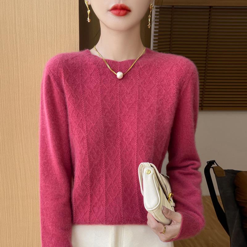 Stylish Women's Half-High Neck Hollow Out Wool Sweater - Long Sleeve Autumn/Winter 2024 Knitwear
