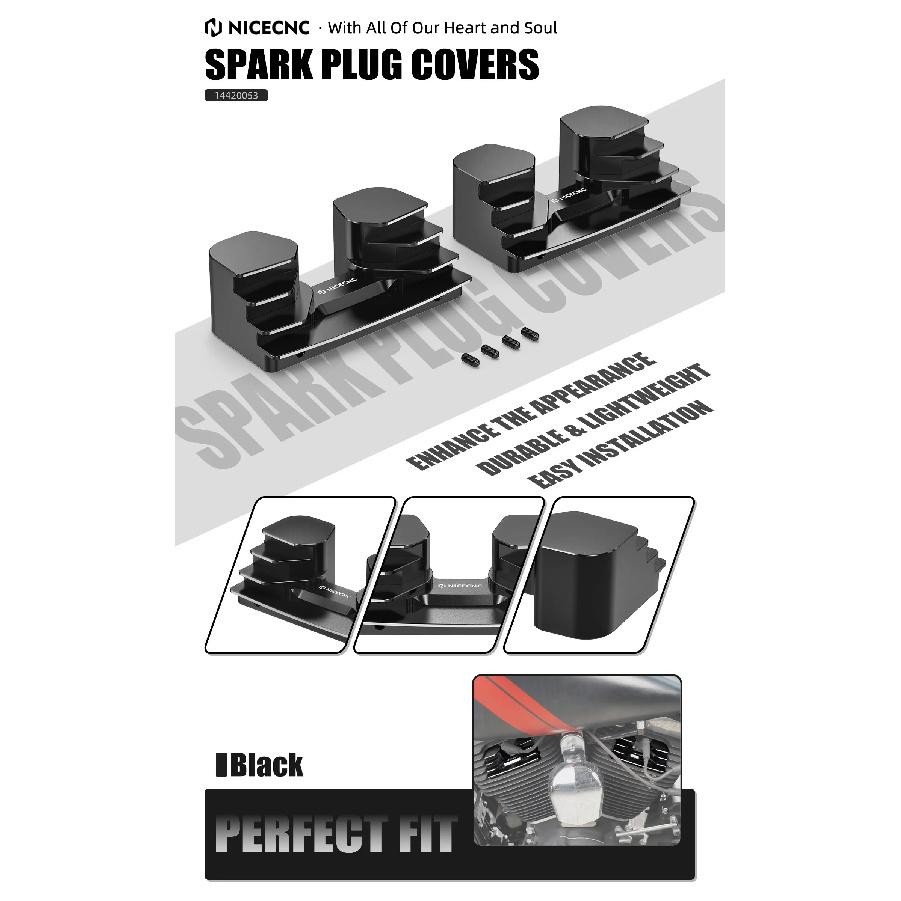 Motorcycle Finned Spark Plug Covers for Harley Dyna Fat Bob FXDF Street Bob FXDB 2008-2017 Low Rider FXDL Wide Glide 1993-2017