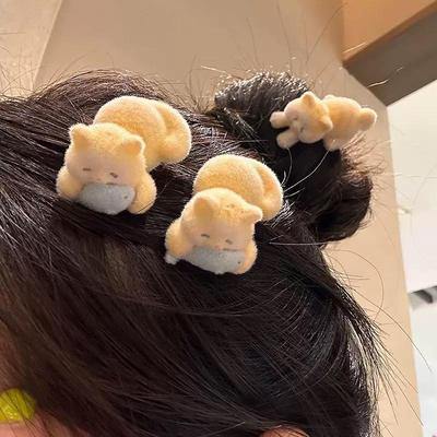 Süßer Plüsch-Kätzchen-Haarspange für Damen Seitenclip für Pony Entenschnabel-Clip Cartoon-Haarschmuck