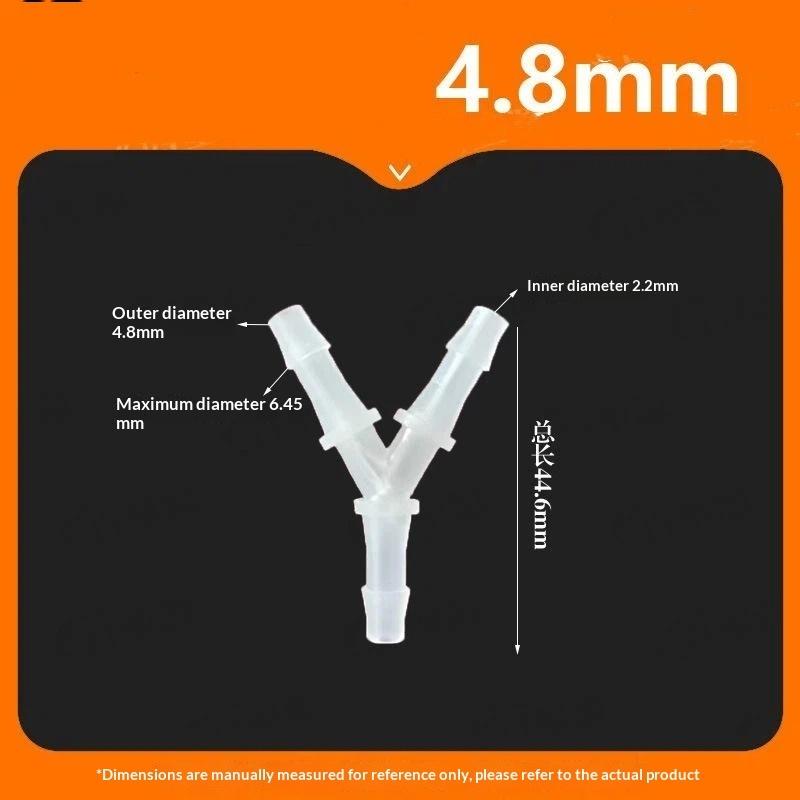 Y-Shaped Three-Way Connector Tee Joint 1.6~6.4Mmwater Divider Polypropylene Pp Plastic Gas Oil Aquarium Hose Pagoda Joint