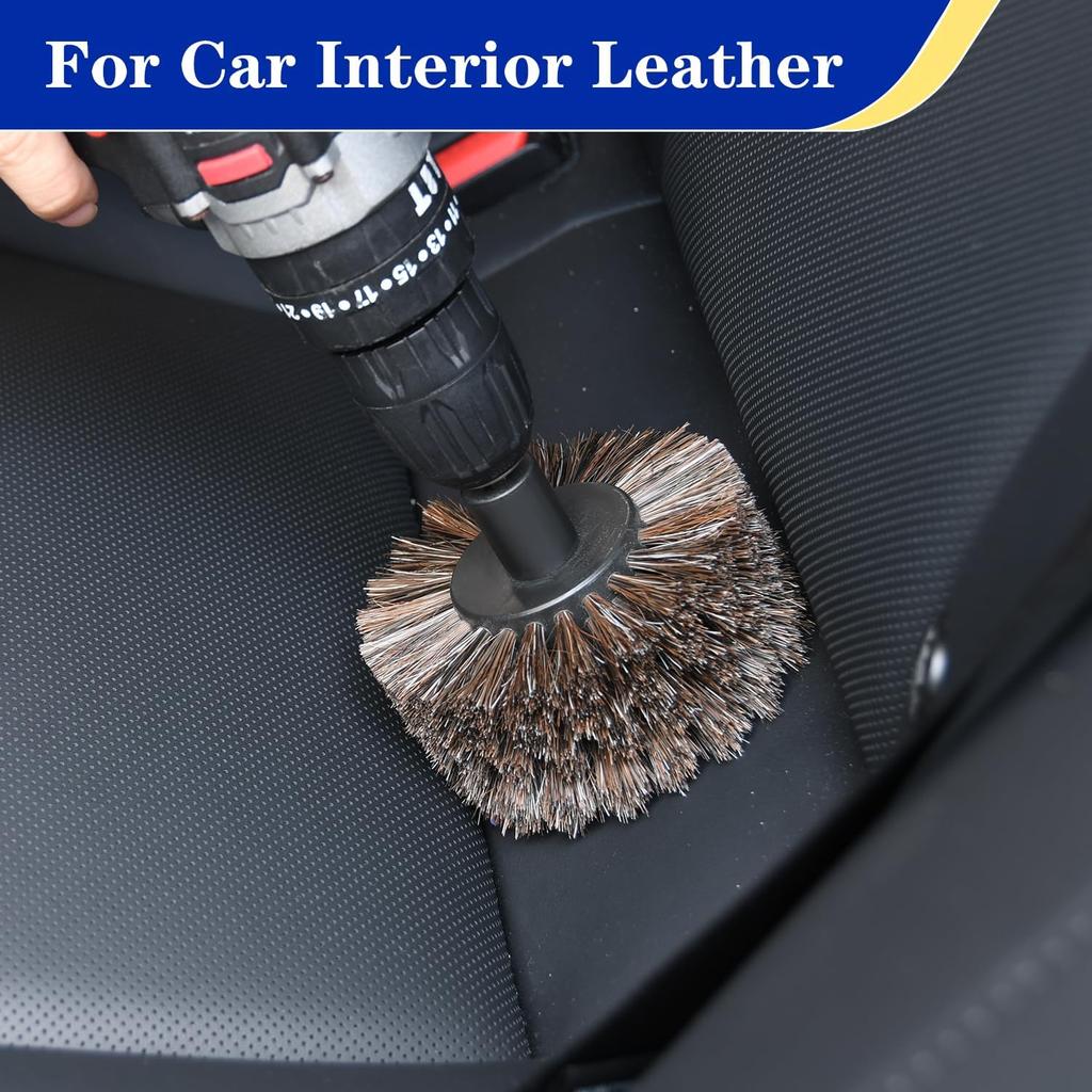 DkOvn Horse Hair Brush For Drill, For Leather, Car Interior, Car Wheel, Upholstery, Furniture, Carpet