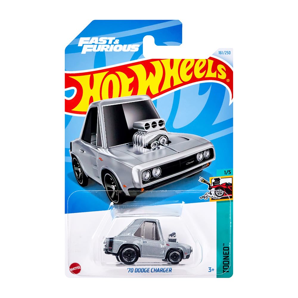 Hot Wheels Basic Car '70 Dodge Charger Vehicle Toy, Silver, HXR25, for Ages 3 and Up