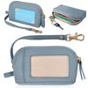 Gineman Smart Key Case with Retractable Coin Purse, Pass Case, and Card Holder, PU Leather Key Holder with Reel, Car Key Case, Key Ring, Chain with