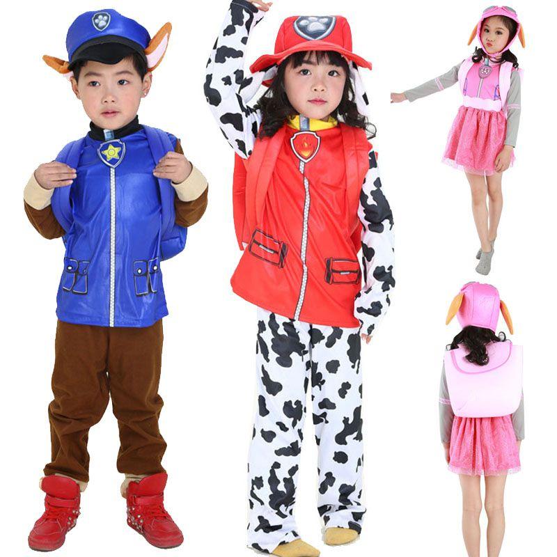 Paw Patrol Chase Marshall Skye Costume For Kids With Exquisite Stitching**