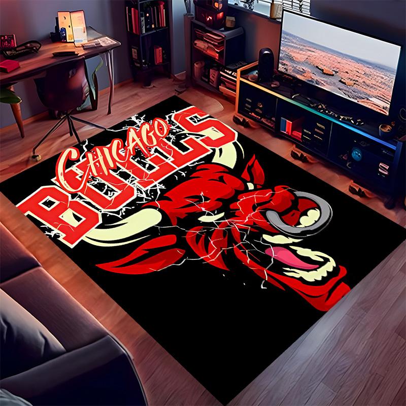 Chicago Bulls logo Print Area Rug-Soft,Washable Non-Slip Indoor Mat Office Chairs,Living Room,Home Office Decorative Rug