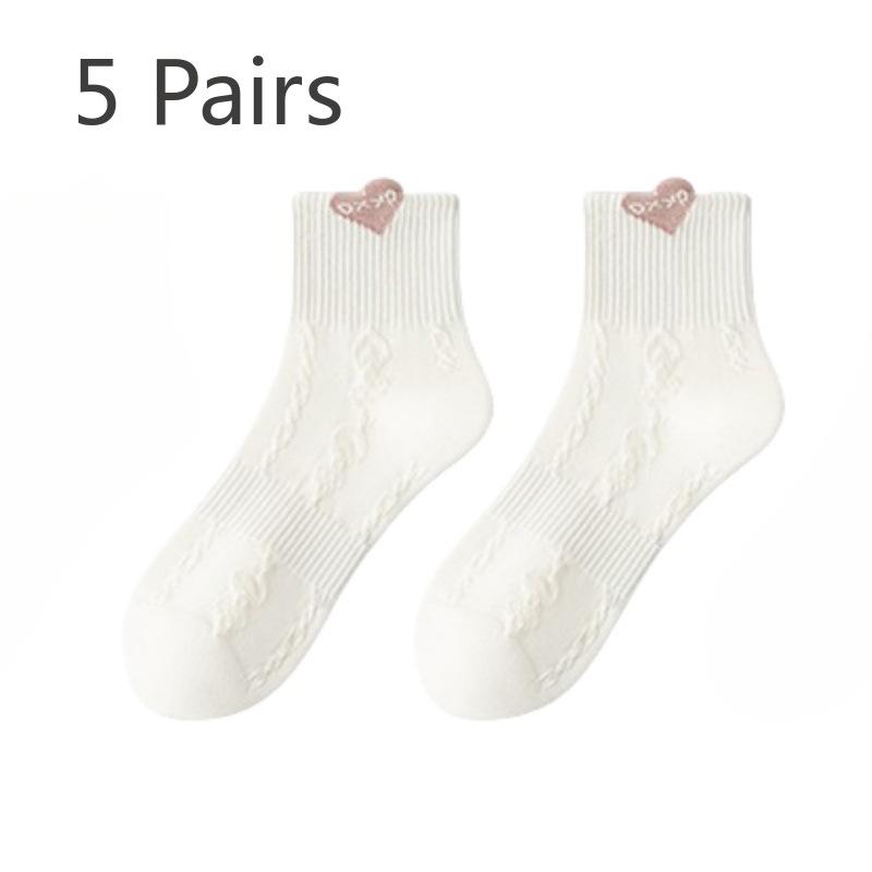 5 Pairs of Women s Spring and Summer New Pure Cotton Thin Mesh Breathable Tube Socks 5 Pairs белый
