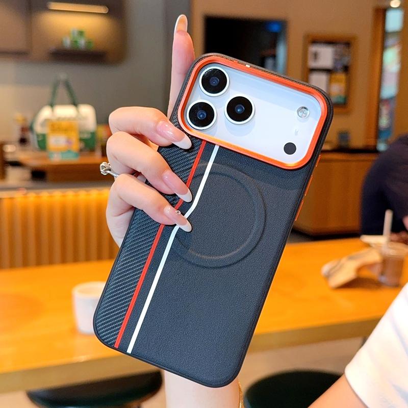 

For iPhone 17 Pro Max 17 Air Case Magnetic PU Leather Colored Splicing Ultra-thin Protective Cover for iPhone17 iPhone17 Pro