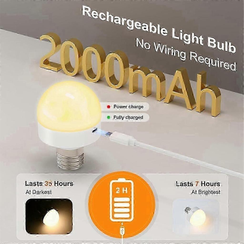 Rechargeable Light Bulbs with Remote - E26 Battery Operated Light Bulb compatible with Non-Hardwired