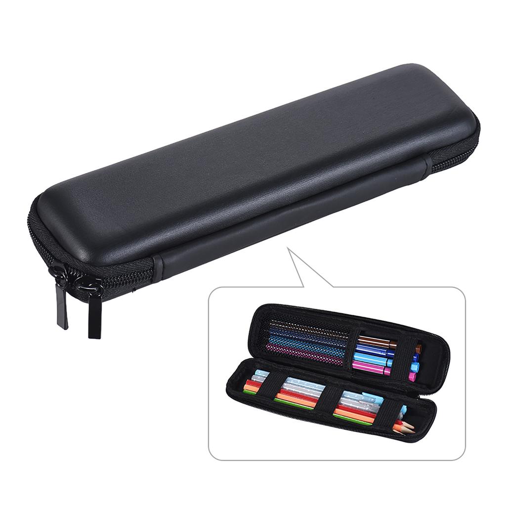 Pen Pencil PPT Pointer Holder Makeup Brush Bag EVA Hard Shell Case Stationery Pouch Box Black
