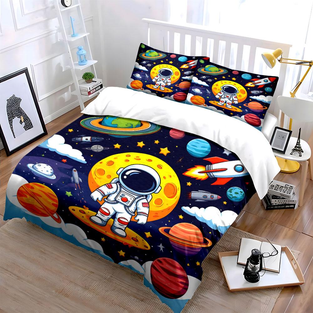 Space Adventure Outfit For Kids Kid'S And Adults' Bedroom Decor, Exquisite Three-Piece Bedding Set Gift