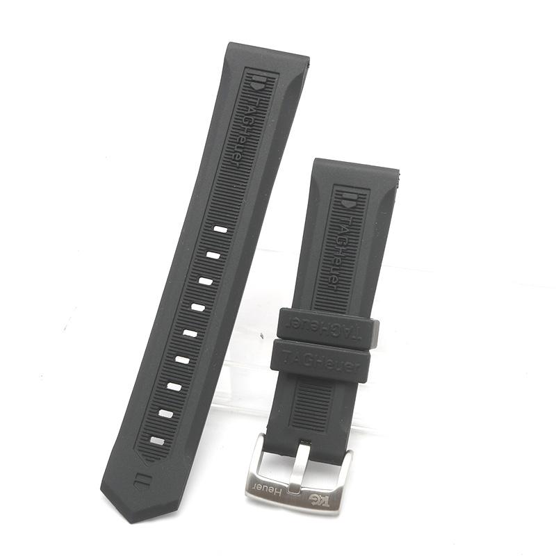 New Silicone Rubber Watch Band 22mm Blue Red Orange Soft Pin Buckle Strap Fit for TAG Heuer Aquaracer Carrera - Waterproof Logo 22mm&Silver buckle