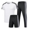 Completo Sportivo Estivo Uomo Asciugatura Rapida: Pantaloncini, Pantaloni Lunghi e Maglietta a Maniche Corte con Tre Strisce (Disponibile in taglie forti)