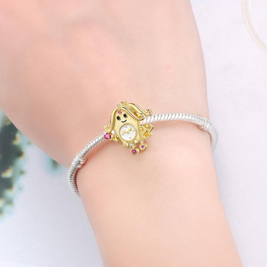 Copper Original Charms Golden Clock Queen Halloween Rose Red Heart Zircon Beads Fit Bracelet Diy Gift Women Jewelry Making