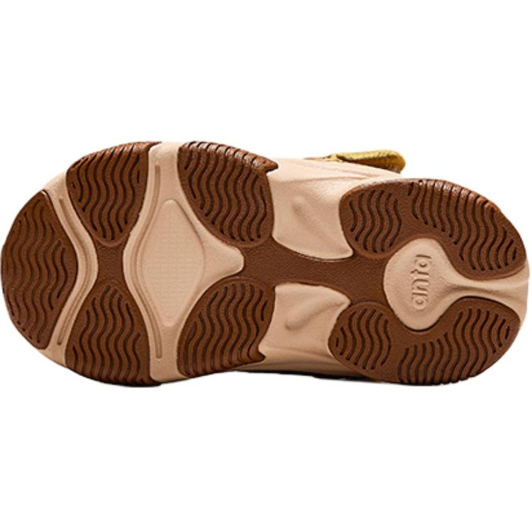 Anta Kids Synthetic Leather Fashion Versatile Non-Slip Warm High-Top Walking Shoes Baby Shoes Sandy-Brown A12440057-1