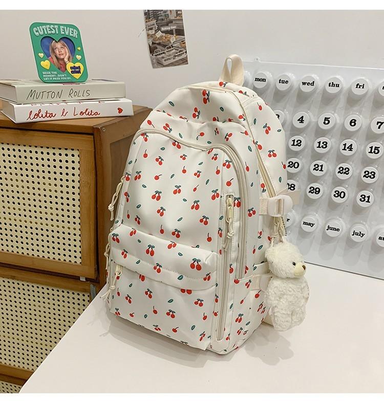 Stilfull Blomstret Ryggsekk For Jenter Nylon Skoleveske Med 14-tommers Laptop-oppbevaring