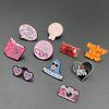 European & American Cartoon Pink Camera Brooch with English Letter - Metal Badge Gift