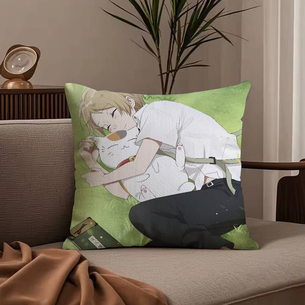 N-NatSUme's Bo-ok of Friends Anime Pillow Case Anti-dustmite Pillowcase Invisible zipper silky short plush Sofa cushion cover