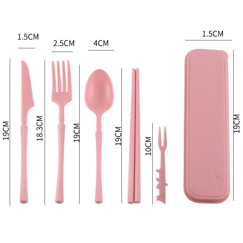 Compact Travel Camping Waist-High Seven-Piece Cutlery Set