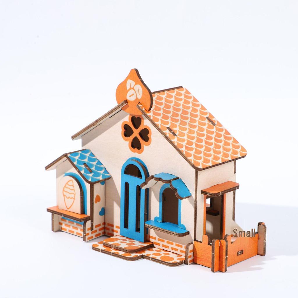 3D Wooden Puzzle Villa: DIY Small House Model for Boys and Girls