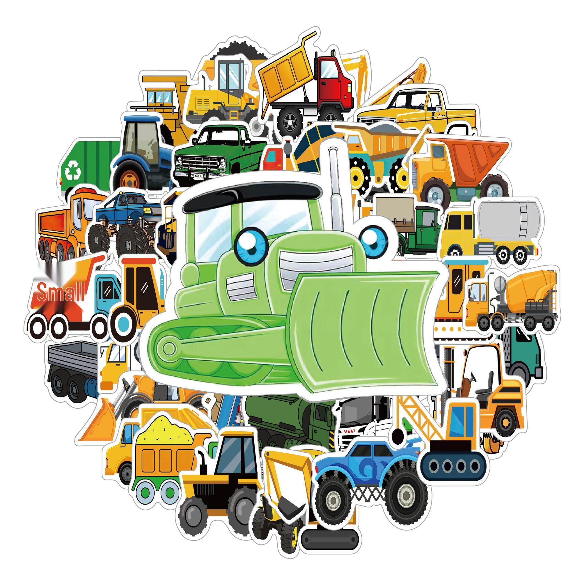 

50 Мультяшных Наклеек на Экскаватор для Детей - Веселые ПВХ Наклейки для Чашек и Холодильников