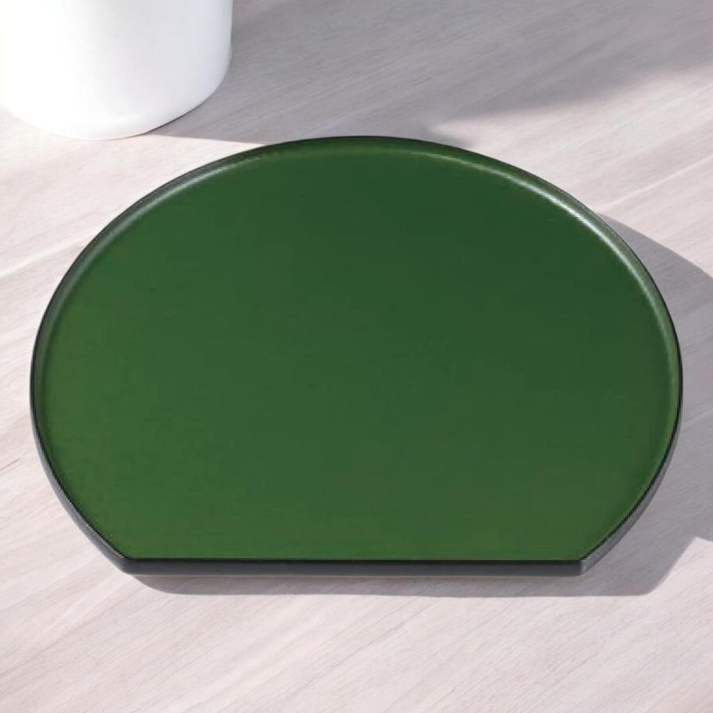 Rounded Tray Green Dry Lacquer Clear Tataki Lacquerware Made In Japan J-kitchens 3-Shaku Half-Moon (Tray) Finish, 39cm, (ABS Resin),