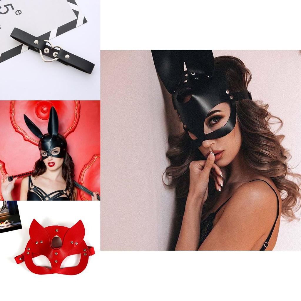 Cat Girl Mask For Costume Party With Leather Material Halloween Cosplay Accessories For Adults
