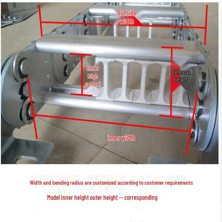 Black Miniature Fully Enclosed TL Steel-Aluminum Bridge-Type Stainless Steel Engraving and Galvanized Drag Chain
