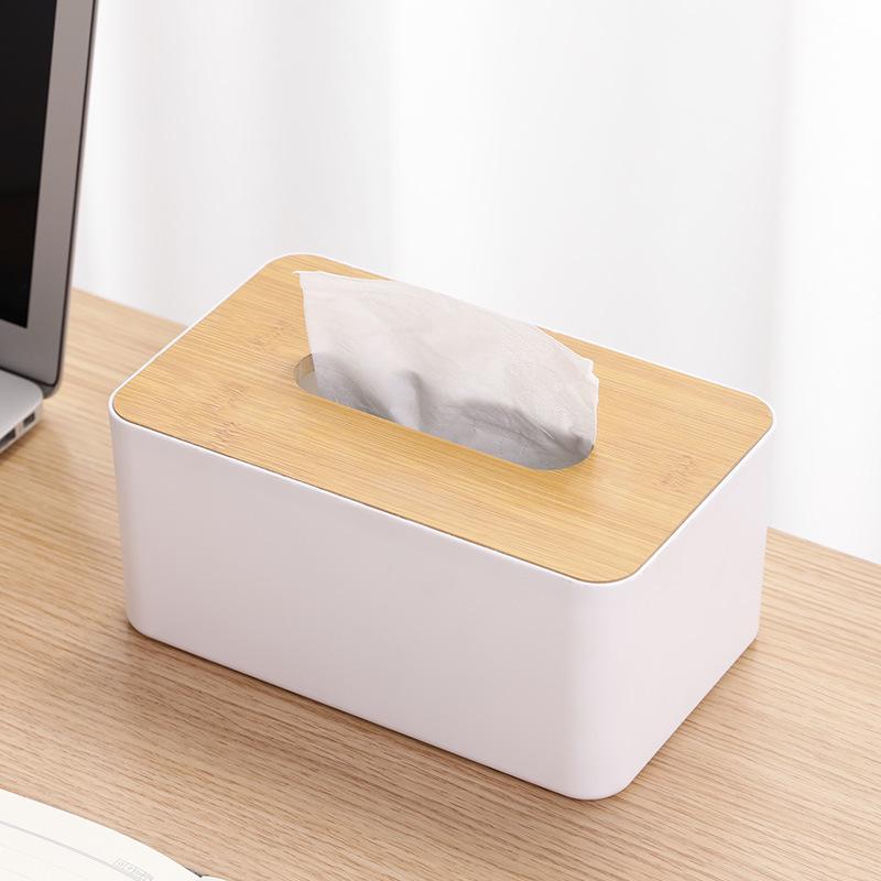 Multi-functional Wooden Tissue Box with Remote Control Holder