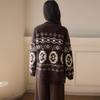 Srcr Women's 100% Wool Jacquard Knit Cardigan