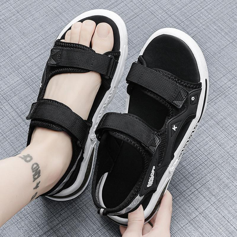 Fashion Summer Outdoor Men's Sandals Casual Anti-Slip Thick Bottom Soft Hiking Beach Flat Shoes EVA Outsole for Men Sport Black