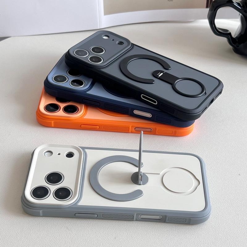 Magnetic For Magsafe Stand Phone Case For iPhone 17 Pro Max 16 15 14 13 Luxury 360 Rotating Ring Holder Protection Shockproof Cover