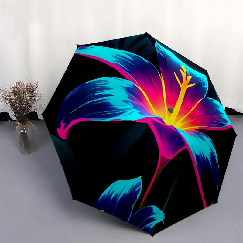 1pc Floral Bloom Automatic Open/Close Umbrella, Portable Folding Umbrella for Travel, Themed Events, It is suitable as a gift for various festivals, O