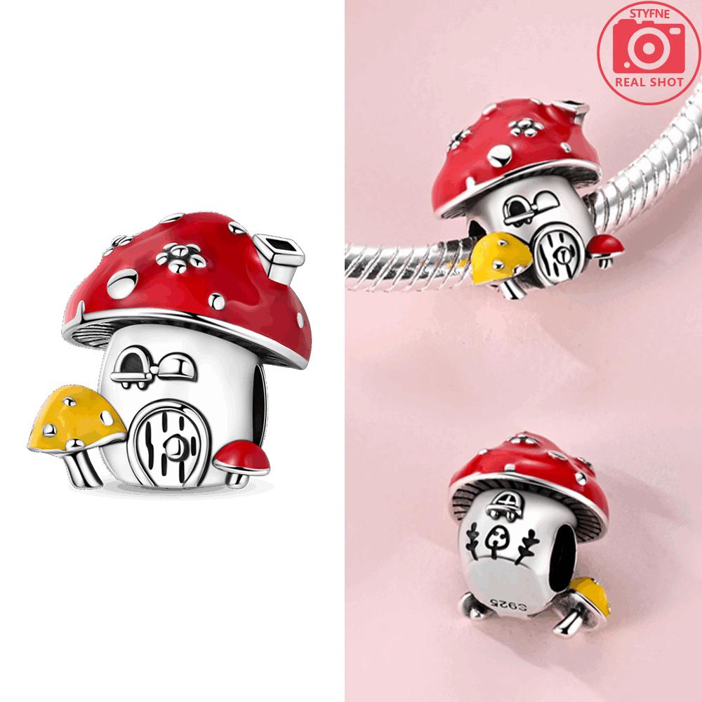 Original Copper Red Chili Pepper Mushroom Hamburger Pendant Bead Fit Bracelet Women Jewelry Diy Anniversary Fine Gift