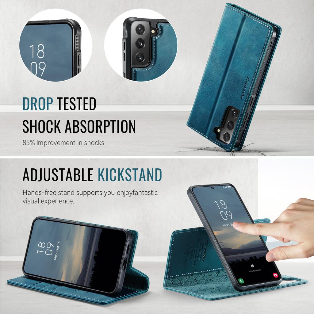 For Samsung Galaxy S21 FE 5G Case CASEME C49 Compatible with MagSafe RFID Blocking Detachable Wallet Leather Phone Cover