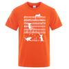 Cotton T Shirt Printed Cat Playing Staves Funny T-shirts for Men Summer Short Sleeve Top Tee Shirts Casual Basic Mens T-shirt