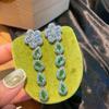 Fresh Summer Fresh Apple Green Zircon Earrings Camellia Flower Earrings