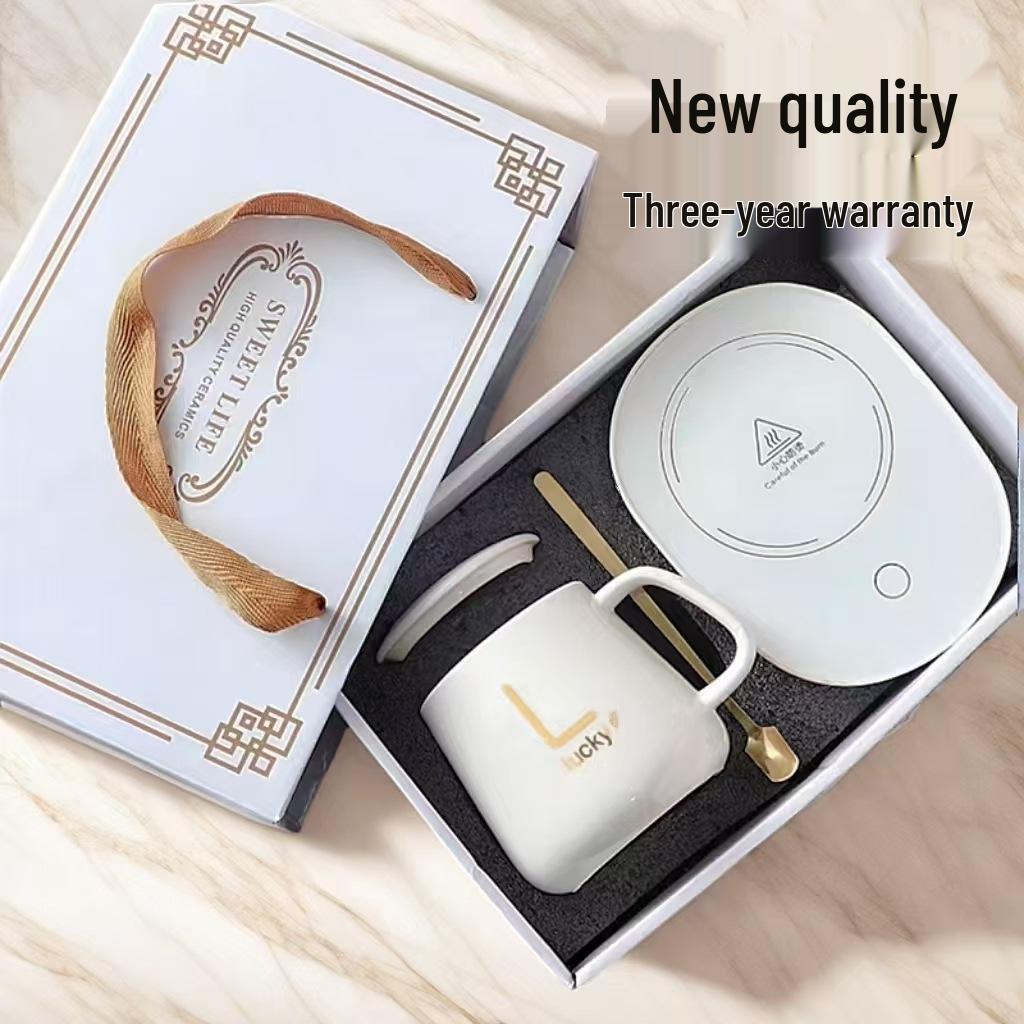 Ceramic Mug with Lid & Spoon: Printed Coffee & Water Cup for Home, Office, Couples & Women