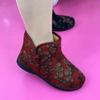 Winter Boots Non-Slip Booties Elderly Women Shoes Warm Print Snow Boots Furry Fur Velvet Cotton Cloth Cozy Ankle Boots
