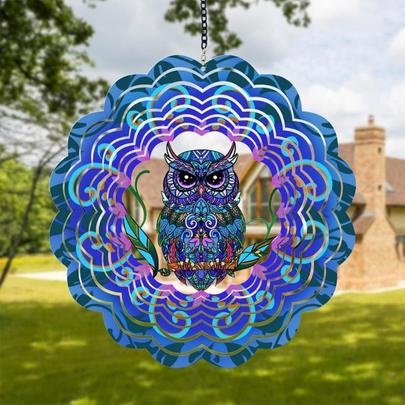 Metal Rotating Aeolian Bells Ornament Weather Resistant Iron Hanging Decoration For Patios Yard Garden Balconies Display