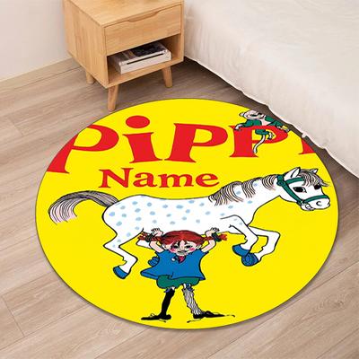 Custom Name Pippi Longstocking Printed Round Rug Carpet Chair Rug Area Rug Entryway Doormats,for Office Chair Living Room Bedroom Kitchen Room.