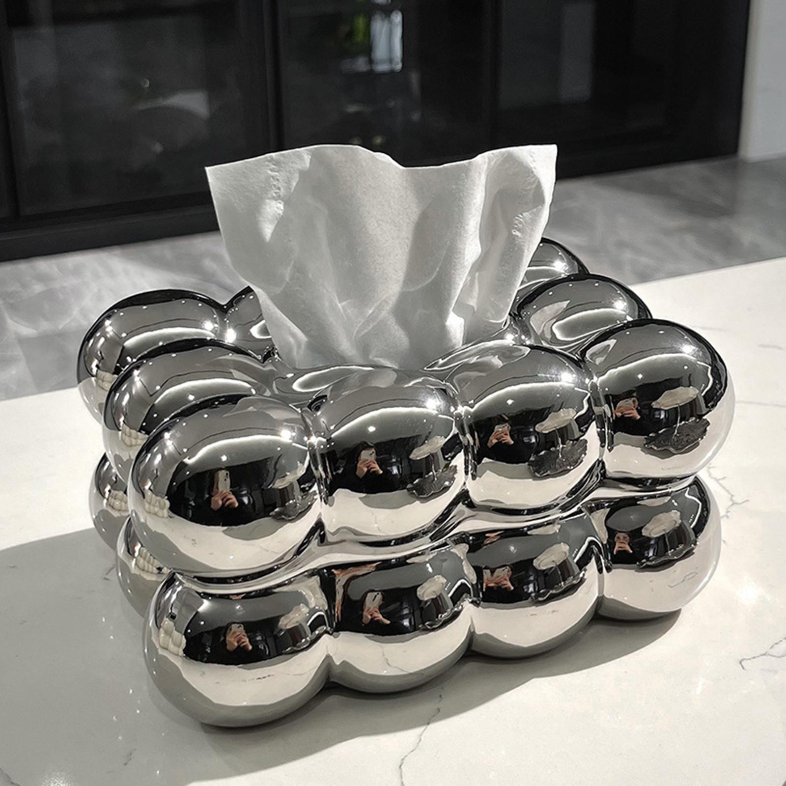 

Tissue Holder Marshmallow Tissue Box Cover Valentines Day Decor Tissue Canister for Hotel Car Home Countertop Living Room серебряный