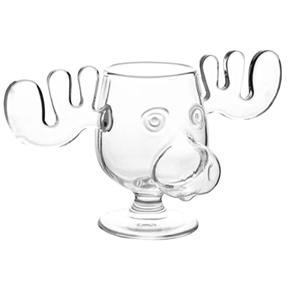 240ml 8oz Christmas Mug Christmas Reindeer Head Creative Elk Glass Milk Glass Wine Beer Water Juice Milk Glass