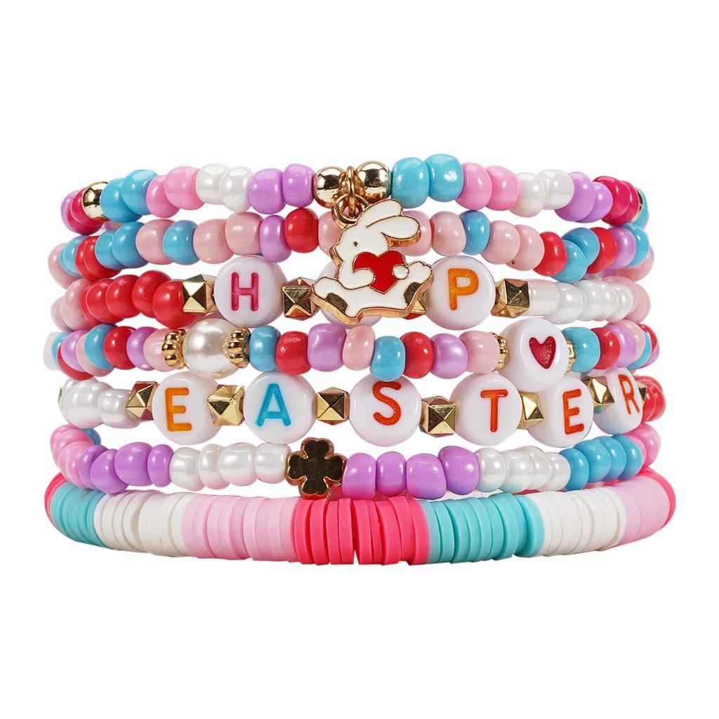 Böhmisches Osterarmband: Bunte Fimo-Blumen & Muscheln, Süßes Perlendesign für Mädchen
